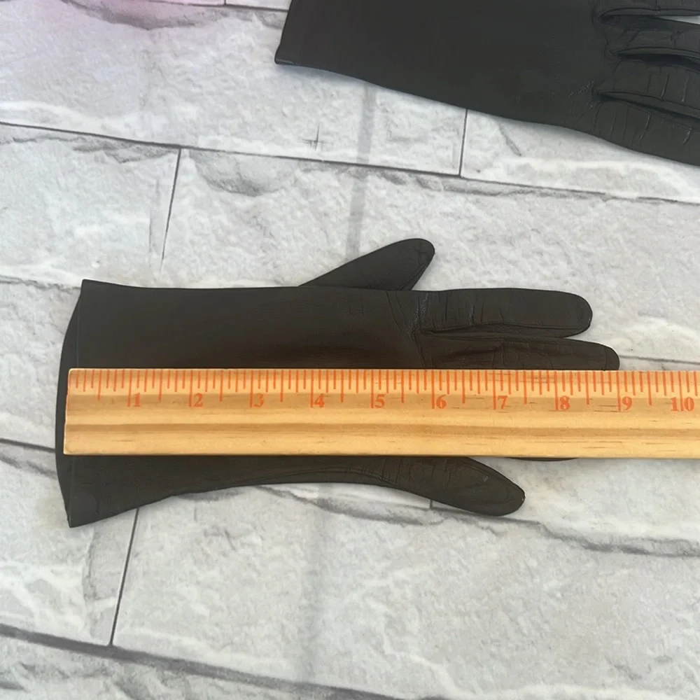 Black leather gloves